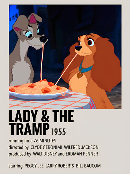Lady & The Tramp minimalist paper poster
