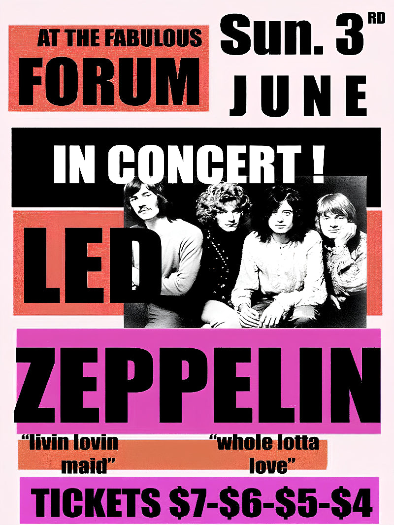 Led Zeppelin at The Fabulous Forum paper poster