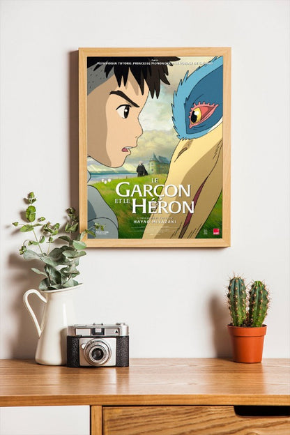 Le garçon et le héron - framed poster