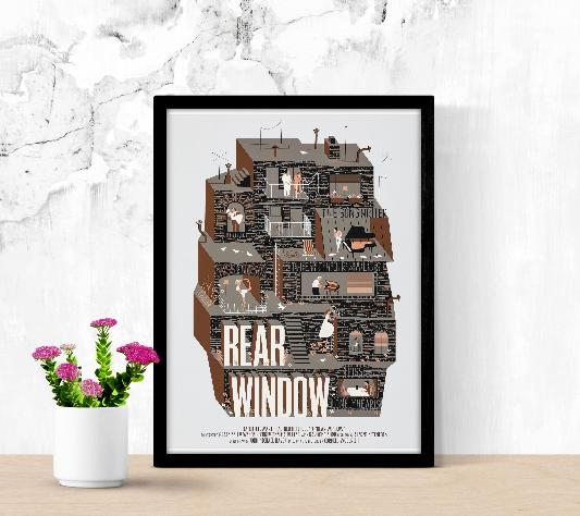 Rear Window framed poster