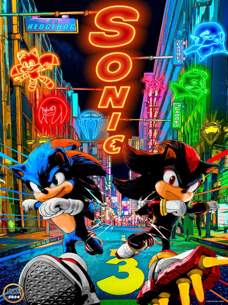 Sonic The Hedgehog 3 paper poster