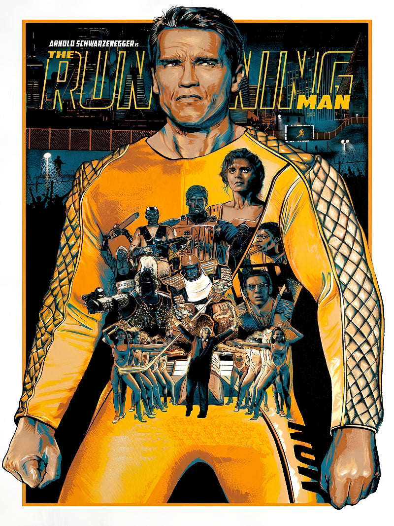 The Running Man Scharzenegger Cinematic Wall Art paper poster